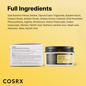 COSRX Advanced Snail 92 Cream 100g – Hydrating Face Moisturizer