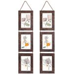 Lavezee 4x6 Hanging Picture Frames Set of 2, Vertical Collage Distressed Brown Triple Frame Made to Display 6 Openings 4 by 6 inch Photo for Wall Decor