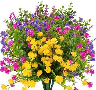 WOIRROIP 12 Fleur Artificielle, Fleur Artificielle Exterieur UV Résistant Plante Artificielle Exterieur,ne se décolorent Pas,Exterieur Verdure Arbustes Jardin Balcon Fenêtre Jardinière Cuisine