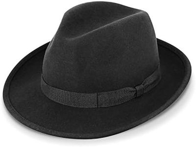 fiebig Fedora Chapeau en Feutre de Laine | Bogart Chapeau pour Femmes et Hommes | Confort en été et en Hiver | Chapeau Classique fabriqué en Italie (59-L, Noir)