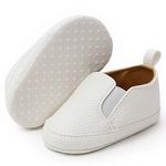 Infant Baby Boys Girls Loafers Shoes Slip On PU Leather Moccasin Sneaker Toddler First Walker Dress Oxfords Crib Shoes(0-18 Months) 6-12 Months Infant, 03 White Baby Loafers Boys Shoes