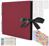 YILEEY ScrapBook 80 Black Pages Scrap book, Photo Album 12 x 9 inches Memory Books Guestbook, DIY Gift with Scrapbooking Accessories for Mother's Day, Birthdays, Valentine's Day, Christmas, Burgundy