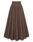 Summer Flowy Swing Skirt Elastic High Waist Khaki Maxi Skirt Vintage Victorian Skirts for Women UK Plus Size XXL Dark Brown Skirt