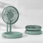 Desk Fan Table Fan 7'', USB Fan7-hour with Strong Airflow & Quiet Operation, Portable Folding Cooling Mini Fan 3 Speed for Home Office Bedroom Desktop (GREEN)