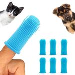 6Pcs Dog Toothbrush, Soft Dog Finger Toothbrush, 360º Silicone Pets Teeth Cleaning Toothbrush for Dogs Cats Dental Care