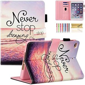 iPad Mini Case, iPad Mini 2/3 Case, Dteck(TM) Cartoon Cute Flip Folio Stand PU Leather Case with Cards Slots Full Body Protective Magnetic Cover for Apple iPad Mini 3 2 1 (01 Never Stop)