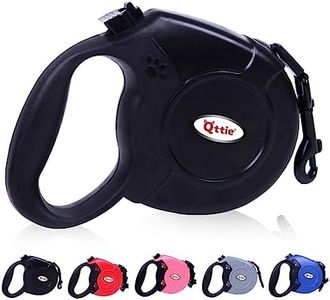 Qttie 8M Retractable Dog Leash,Heavy Duty Dog Leash Retractable,Dog Walking Leash for Dog or Cat up to 40 kg,360° Tangle-Free Strong Nylon Tape,Anti-Slip Handle,One-Handed Brake,Pause,Lock Black