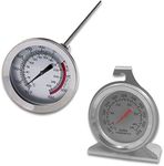 Set of 2 Stainless Steel Oven Monitoring Thermometer & Long Stem Fry Thermometer, SourceTon Dial Oven Thermometer with Hook and Panel Base and 12” Meat Cooking Thermometer