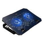 EvoFox Frost Laptop Cooling Pad with 125mm Silent Fans, 5 Adjustment Levels, Silicon Pads, Iron mesh and Blue LED Lights, 2 USB Ports, for Laptops up to 15.6 inches (Blue)