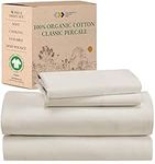 California Design Den 100% Organic Cotton Double Size Sheet Sets, Deep Pocket, Soft, Breathable & Cooling Sheets, Bedsheets for Double Size Bed, Ivory Sheets