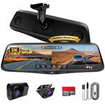 PORMIDO OEM 2K Rear Vew Mirror Camera,10" Mirror Cash Cam with Detached Front Backup Camera, Smart Full Touchscreen Rearview WDR Dashcam with Built-in GPS,64GB Card,Parking Monitor,Night Vision