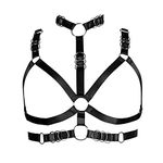 Plus Size Breast Harness Bra Body Cage Lingerie for Women Gothic Charm Top Hollow Out Strappy Belt Punk Clothing Accessories (Black DMO11)