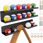 Cosmos Acrylic Billiard Ball Storage Shelf Set Pool Ball Wall Mount Rack Pool Accessory Wall Holder for 16 Balls Billiard Pool Ball Cue Ball Billiard Ball Rack in Billiard Room Bar (Solid Black)