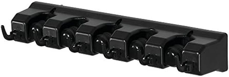 iDesign InterDesign Kitchen, Laundry Room, Garage or Utility Closet – Black Wall Mount Mop & Broom Holder