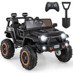 GYMAX 2-Seater Kids Ride on Car, 24V Battery Powered Toy Car with Remote Control, Lights, Music, Horn, MP3, USB & Slow Start, 4 Motors Children Electric Car for 3 Years Old+ (Black)