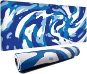 Fluid Pattern XXL Mouse Pad,Super Thick Waterproof Fluid Pattern Large Gaming Mousepad with Stitched Edge,Mouse Computer Desk Accessories,Non-Slip Base Mouse Keyboard Mat 800X400X4mm (Fluid Blue)