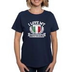 CafePress I Love My Italian Boyfriend Women's Dark T Shirt Womens Cotton T-Shirt Navy