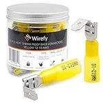 Wirefy 90 PCS Heat Shrink Piggyback Spade Connectors - 3 Way Wire Connectors - Double Spade Connectors - Quick Disconnect Piggyback Terminals - Yellow 12-10 AWG