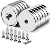 DIYMAG Neodymium Round Base Cup Magnet,60LBS Strong Rare Earth Magnets with Heavy Duty Countersunk Hole and Stainless Screws for Refrigerator Magnets,Office,Craft,etc-Dia 0.98 inch-Pack of 12