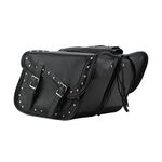 GARGOYLE BELLS Motorcycle Saddle Bags Leather Motorcycle Luggage Bag with Gun Holsters For Softails Sportsters and Choppers Waterproof Luggage Bags For Motorcycle (Black Leather, With Studs)