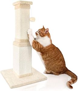 AGYM 32 Inch Cat Scratching Post for Adult Cats and Kittens - Sisal Scratcher Protects Furniture and Exercises Cats, Beige