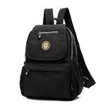 XUEREY Women's Small Handbag Nylon Shoulder Bag Casual Day Pack Multi-Pocket Casual Waterproof Nylon Bags Travel School Bag Laptop Backpack (Black)