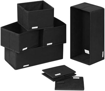 Navaris 6x Caja de tela para almacenaje - Set de 6x cubo plegable organizador de cajones - Cajas para almacenamiento de ropa juguetes zapatos - Negro