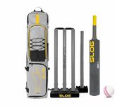 JASPO Slog Engraver Cricket Kit – Full Size Plastic Bat, Synthetic Ball, Stumps & Kit Bag – Lightweight & Durable Tennis Cricket Plastic Kit (Cricket Kit)