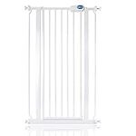 Safetots Extra Tall Narrow Metal Safety Gate Pressure Fit, 68.5cm - 75cm, White, 104cm in Height, Extra Tall Stair Gate, Tall Baby Gate, Easy Installation