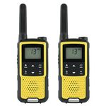 22 Channels FRS Radio F22 Rechargeable NOAA with Gang Charger Earpiece Yellow 2 Pack