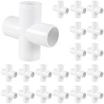 SHEUTSAN 20 Pack 1" Cross PVC Fitting 4 Way Furniture Grade Pipe Connector for DIY PVC Shelf Garden Support Structure Storage Frame