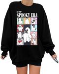 KIMSOONG Halloween Sweatshirts for Women Halloween Shirts: Oversized in My Spooky Era Sweatshirt Ghost Crewneck Pullover Black