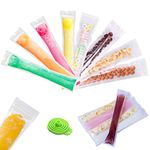 200 Pcs Popsicles Bags Disposable Ice Pop Mold Bags BPA Free Popsicle Maker with Seal DIY Healthy Snack Food Bag Liquid Diet Yogurt Sticks Juice & Fruit Smoothies Candy Pops with Funnel(2.4x8.7in)