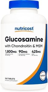 Nutricost Glucosamine 1800mg with Chondroitin & MSM, 240 Tablets, 120 Servings - Joint Support Formula Non-GMO, Vegetarian, Gluten Free