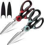 Acelone Kitchen Shears,Kitchen Scissors Heavy Duty Meat Scissors Poultry Shears, Dishwasher Safe Food Cooking Scissors All Purpose Stainless Steel Utility Scissors, 2-Pack (Red,Aqua)