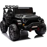 Kids Republic 2-Seater 24V Electric Ride-On Jeep with Full LED Lights, Parental Remote Control, MP3 Player, and 3 Speeds for Kids (24V, Black)