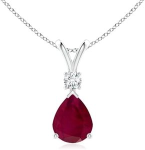 Angara 2.70 ct Teardrop Ruby Pendant with Diamond in Sterling Silver