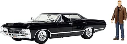 Jada Toys 253255037 Supernatural Dean Winchester, 1967 Chevy Impala Sport Sedan, Doors + Boot + Moter Cover to Open, Scale 1:24, Black, One Size