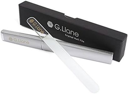 Crystal Glass Nail File - G.Liane Professional Double Sided Etched Glass Nail Files with Case for Shaping The Natural Nails and Artificial Nails Manicure Pedicure Nail Care Gift Set (Clear Round)