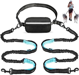 Uppetly Hands Free Dog Running Leash with Adjustable Waist Belt, Dual Handle Elastic Bungees Retractable Rope for Medium and Large Dogs, Reflective Stitches for Walking Hiking Biking