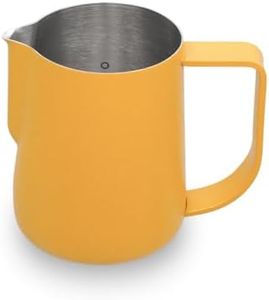 watchget Milk Frothing Pitcher 250ml/8oz Espresso Steaming Pitcher with Matte Yellow Coating Stainless Steel Milk Steamer Jug Milk Frothing Cup, Yellow