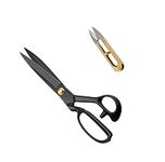 JAGGER Black Color Premium Professional Scissor with Rubber Handle Grip Used for Tailoring Sewing Cutting Clothes Paper Size 10 inch ( Free Thread Cutter ), Silver - Set of 1