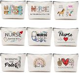 Pinkunn 9 Pieces Nurse Gift Survival Kit Cosmetic Bag Nursing Travel Toiletry Bag for Birthday Gift Funny Nurse Toiletry Makeup Bag for Thank You Women Accessories Work Graduation Christmas