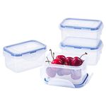 EASYLOCK 4Pack 180ML Food Storage Containers with Lids Airtight, Meal Prep Containers Reusable, Plastic Food Container with Lids Set, Freezer Storage Boxes, Sauce Pots, Snack Pots