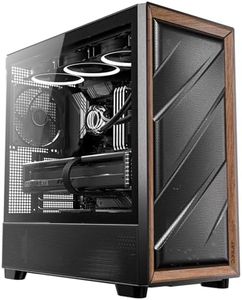 Antec Flux Wood, 5 x PWM Fans Included, High-Airflow Front Panel with Walnut Wood, Type-C, 420mm Radiator & Back Connect Motherboard Support, Up to 9 Fans Simultaneously, Mid-Tower E-ATX PC Case