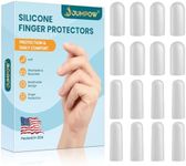 JUMPOW Gel Finger Cots Protectors, Finger Covers Caps Sleeves Silicone Flexible Shields for Fingertip Thumb Protection, Arthritis, Rubbing, Blisters, Hangnail & Pain Relief (Transparent, M+L, 16PCS)