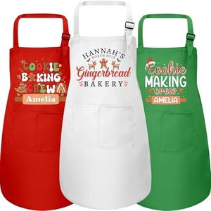 Personalized Christmas Apron for Kids - Custom Kids Apron For Cooking - Art Smock For Kids With 2 Pockets - Adjustable Strap, Machine Washable Christmas Aprons For Boys and Girls - Fits Ages 3 to 13