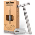 Bambaw Silver Double Edge Safety Razor for Men | Reusable Metal Razor Eco Friendly DE Razor | Safety Razors Men | Safety Razors Fit All Double Edge Razor | Men's Safety Shaving Razors