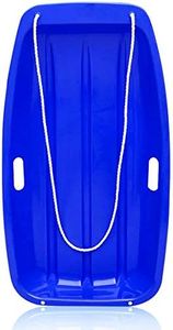 MONBAR Plastic Snow Sleds for Kids and Adult, 35”Snow Sled Sleds for Snow Toboggan Sled for Toddlers with 2 Handles and Pull Ropes Toddler Sled for Outdoor Winter Slider Downhill,Blue