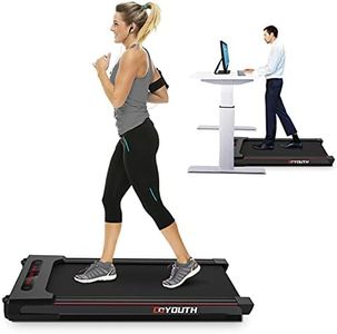 GOYOUTH 2 in 1 Under Desk Electric Treadmill Motorized Exercise Machine with Wireless Speaker, Remote Control and LED Display, Walking Jogging Machine for Home/Office Use Black